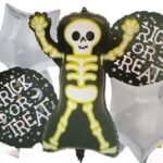 MPS MY PARTY SUPPLIERS® Set of 5 Trick or treat smiling skeleton halloween balloons Halloween theme foil balloons decorations Kids halloween party supplies Balloon decoration