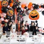 Set of 5 Pumpkin ghost with black stars halloween balloons Halloween theme foil balloons decorations Kids halloween party supplies Balloon decoration - Image 4