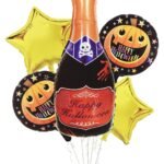 MPS MY PARTY SUPPLIERS® Set of 5 Champagne bottle halloween balloons Halloween theme foil balloons decorations Kids halloween party supplies Balloon decoration for hallo ween event