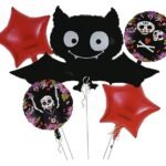 Set of 5 Halloween bat balloons Halloween theme foil balloons decorations Kids halloween party supplies Balloon decoration for hallo ween event