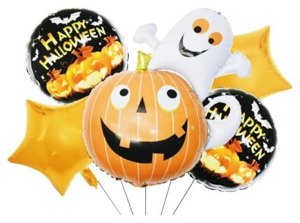 Set of 5 Halloween balloons Halloween theme foil balloons decorations Kids halloween party supplies Balloon decoration for hallo ween event