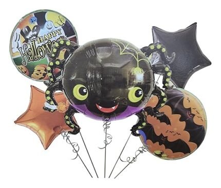 Set of 5 Halloween spider balloons Halloween theme foil balloons decorations Kids halloween party supplies Balloon decoration