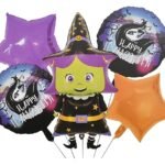 Set of 5 Halloween witch balloons Halloween theme foil balloons decorations Kids halloween party supplies Balloon decoration for hallo ween event