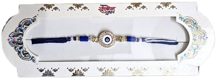 MPS MY PARTY SUPPLIERS® 1pc Evil eye Rakhi for brother/bhaiya/cousin with roli chawal tilak misri Rakshanbandhan evil eye rakhi set for kids toddlers Rakhi bracelet - Image 12