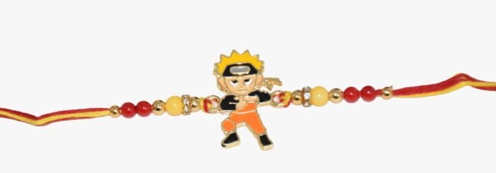 MPS MY PARTY SUPPLIERS Kids Rakhi Bracelet, Cartoon Character Design, Orange and Red Thread - Image 1