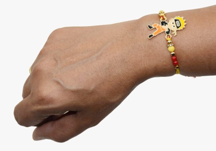 MPS MY PARTY SUPPLIERS Kids Rakhi Bracelet, Cartoon Character Design, Orange and Red Thread - Image 2