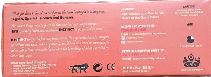 MPS MY PARTY SUPPLIERS® Hinstinct Card Game for Kids Board Game, Card Games to Play with Family 4 Players 5-15 Minutes Playtime Age Above 7, Play Games for Friends - Image 2