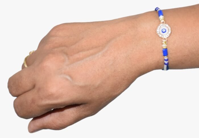 MPS MY PARTY SUPPLIERS® 1pc Evil eye Rakhi for brother/bhaiya/cousin with roli chawal tilak misri Rakshanbandhan evil eye rakhi set for kids toddlers Rakhi bracelet - Image 8