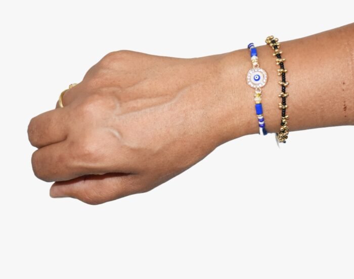 MPS MY PARTY SUPPLIERS® 1pc Evil eye Rakhi for brother/bhaiya/cousin with roli chawal tilak misri Rakshanbandhan evil eye rakhi set for kids toddlers Rakhi bracelet - Image 10
