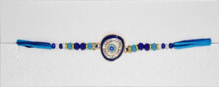 MPS MY PARTY SUPPLIERS® 1pc Evil eye Rakhi for brother/bhaiya/cousin with roli chawal tilak misri Rakshanbandhan evil eye rakhi set for kids toddlers Rakhi bracelet - Image 5