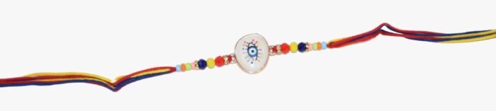 MPS MY PARTY SUPPLIERS® 1pc Evil eye Rakhi for brother/bhaiya/cousin with roli chawal tilak misri Rakshanbandhan evil eye rakhi set for kids toddlers Rakhi bracelet - Image 2