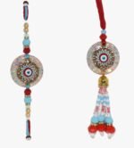 MPS MY PARTY SUPPLIERS® Lumba Rakhi with red thread for Bhaiya Bhabhi with Roli Chawal Traditional Raksha Bandhan Gift for Sister-in-Law with Beads Lumba Couple Rakhi Set Rakshabandhan - Image 3