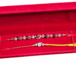 MPS MY PARTY SUPPLIERSĀ® Rakhshabandhan Rudraksha Rakhi for Brother Bhaiya with Crystal & Beads Elegant Moli Thread With Stone Rakhi - Image 5