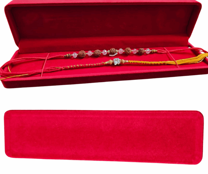 MPS MY PARTY SUPPLIERS® Rakhshabandhan Rudraksha Rakhi for Brother Bhaiya with Crystal & Beads Elegant Moli Thread With Stone Rakhi - Image 6