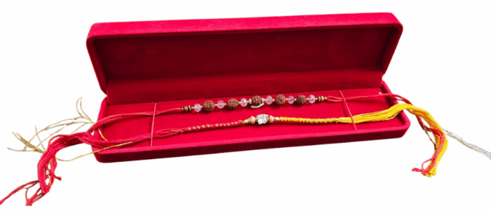 MPS MY PARTY SUPPLIERS® Rakhshabandhan Rudraksha Rakhi for Brother Bhaiya with Crystal & Beads Elegant Moli Thread With Stone Rakhi - Image 2