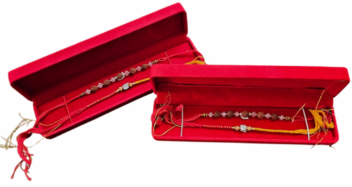 MPS MY PARTY SUPPLIERS® Rakhshabandhan Rudraksha Rakhi for Brother Bhaiya with Crystal & Beads Elegant Moli Thread With Stone Rakhi - Image 3