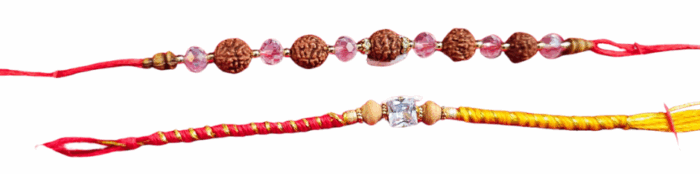 MPS MY PARTY SUPPLIERS® Rakhshabandhan Rudraksha Rakhi for Brother Bhaiya with Crystal & Beads Elegant Moli Thread With Stone Rakhi - Image 4