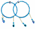 MPS MY PARTY SUPPLIERSĀ® Set of 2 Adjustable blue round evil eye hand bracelet for woman, Evil eye bangles for girls, Evil eye rakhi set, Rakshabandhan bracelet, Kada for Women Bracelet Accessories Jewellery