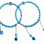 MPS MY PARTY SUPPLIERS® Set of 2 Adjustable blue round evil eye hand bracelet for woman, Evil eye bangles for girls, Evil eye rakhi set, Rakshabandhan bracelet, Kada for Women Bracelet Accessories Jewellery