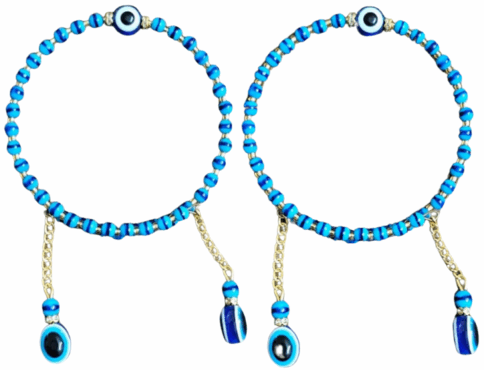 MPS MY PARTY SUPPLIERS® Set of 2 Adjustable blue round evil eye hand bracelet for woman, Evil eye bangles for girls, Evil eye rakhi set, Rakshabandhan bracelet, Kada for Women Bracelet Accessories Jewellery - Image 3