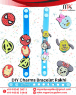 MPS MY PARTY SUPPLIERSĀ® 1pc DIY Charms Band for Girls and Boys Rakhi Band For Kids Brother Silicone Charm Bracelets for kids DIY Rakhi Gift Ideas Adjustable Rubber Bracelets - Image 6