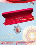 MPS MY PARTY SUPPLIERSĀ® Rakhshabandhan Rudraksha Rakhi for Brother Bhaiya with Crystal & Beads Elegant Moli Thread With Stone Rakhi - Image 8