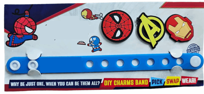 MPS MY PARTY SUPPLIERS® 1pc Superhero theme DIY Charms Band for Girls and Boys Rakhi Band For Kids Brother Silicone Charm Bracelets for kids DIY Rakhi Gift Ideas Adjustable Rubber Bracelets - Image 2