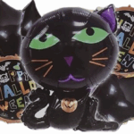 MPS MY PARTY SUPPLIERS® Set of 5 Scary cat halloween balloons Halloween theme foil balloons decorations Kids halloween party supplies Balloon decoration for hallo ween event