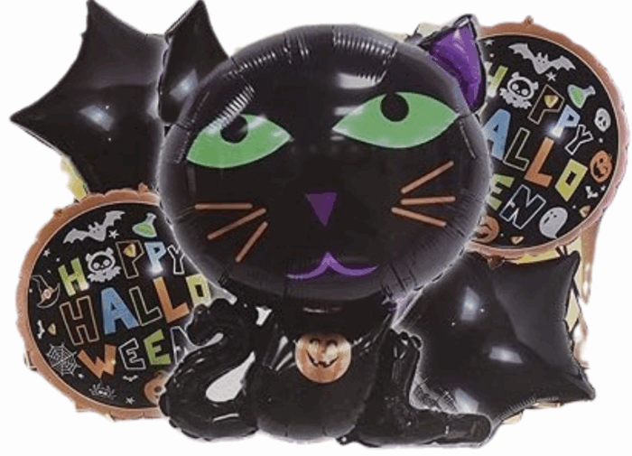 MPS MY PARTY SUPPLIERS® Set of 5 Scary cat halloween balloons Halloween theme foil balloons decorations Kids halloween party supplies Balloon decoration for hallo ween event - Image 1