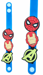 MPS MY PARTY SUPPLIERS® 1pc Superhero theme DIY Charms Band for Girls and Boys Rakhi Band For Kids Brother Silicone Charm Bracelets for kids DIY Rakhi Gift Ideas Adjustable Rubber Bracelets