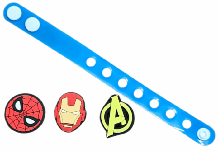 MPS MY PARTY SUPPLIERS® 1pc Superhero theme DIY Charms Band for Girls and Boys Rakhi Band For Kids Brother Silicone Charm Bracelets for kids DIY Rakhi Gift Ideas Adjustable Rubber Bracelets - Image 3