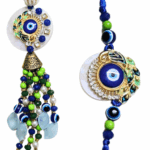 MPS MY PARTY SUPPLIERS® Lumba Rakhi for Bhaiya Bhabhi with blue thread Traditional Raksha Bandhan Gift for Sister-in-Law with Beads Lumba Couple Rakhi Set Rakshabandhan