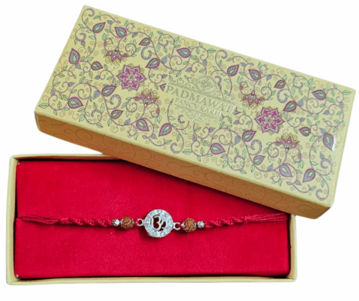 MPS MY PARTY SUPPLIERS® 1pc Religious Ganesha, Om, Rudraksha Rakhis with Roli Chawal Pack Rakhi for men/brother/bhaiya/cousin with roli chawal Raksha Bandhan Bracelet for Brother-Sister - Image 3