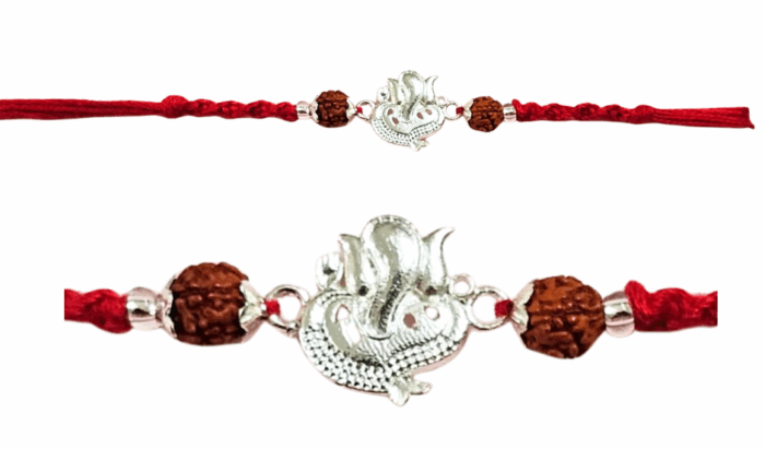 MPS MY PARTY SUPPLIERS® 1pc Religious Ganesha Rakhis with Roli Chawal Pack Rakhi for men/brother/bhaiya/cousin with roli chawal Raksha Bandhan Bracelet for Brother-Sister - Image 3