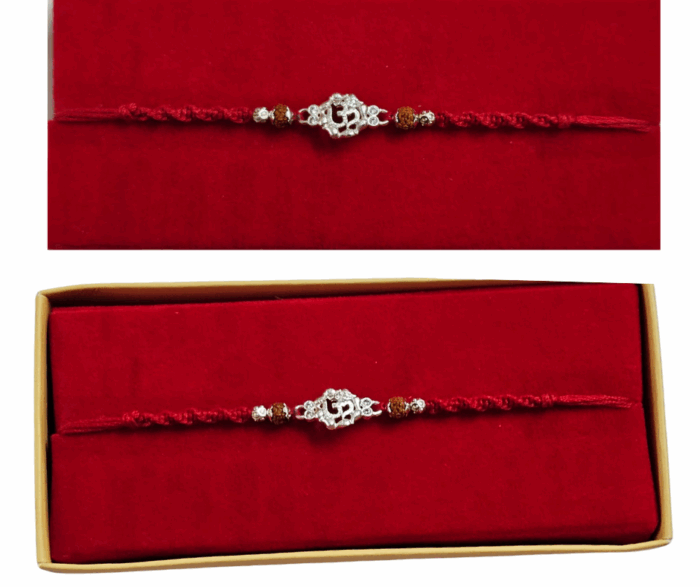 MPS MY PARTY SUPPLIERS® 1pc Religious Ganesha, Om, Rudraksha Rakhis with Roli Chawal Pack Rakhi for men/brother/bhaiya/cousin with roli chawal Raksha Bandhan Bracelet for Brother-Sister - Image 2