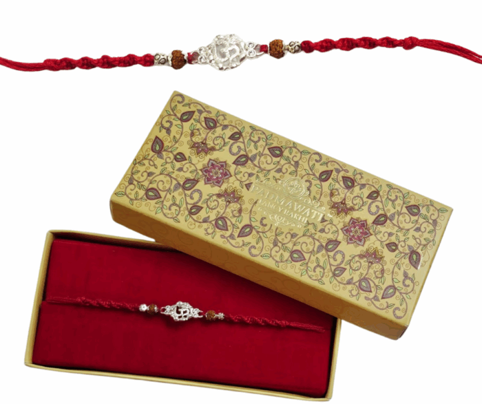 MPS MY PARTY SUPPLIERS® 1pc Religious Ganesha, Om, Rudraksha Rakhis with Roli Chawal Pack Rakhi for men/brother/bhaiya/cousin with roli chawal Raksha Bandhan Bracelet for Brother-Sister - Image 3