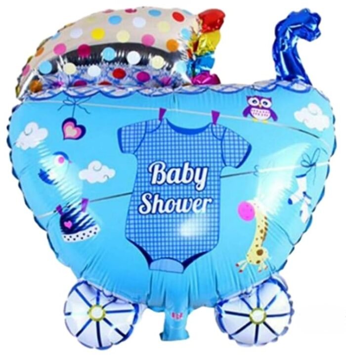 MPS MY PARTY SUPPLIERS®17Pcs Blue HAppy Birthday Baby Boy Balloon, Baby Birthday Balloon, Pram Shape Balloon, Baby Bottle Balloon, Baby Balloon, Baby Horse Balloons, A New Little Prince Party balloons - Image 5