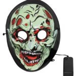 1 Pcs Halloween LED Glowing Skeleton Face Mask, 3D led luminous mask Halloween dress up props dance party cold light strip ghost masks