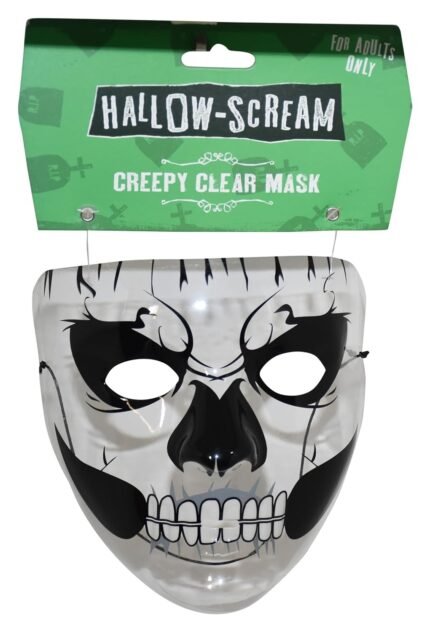 1 pcs Hallo Scream Creepy Clear Mask Masquerade Mask Fancy Dress Halloween Costume Accessory for Women Men Holiday Halloween Costume Mask Howl-O-Scream clear mask