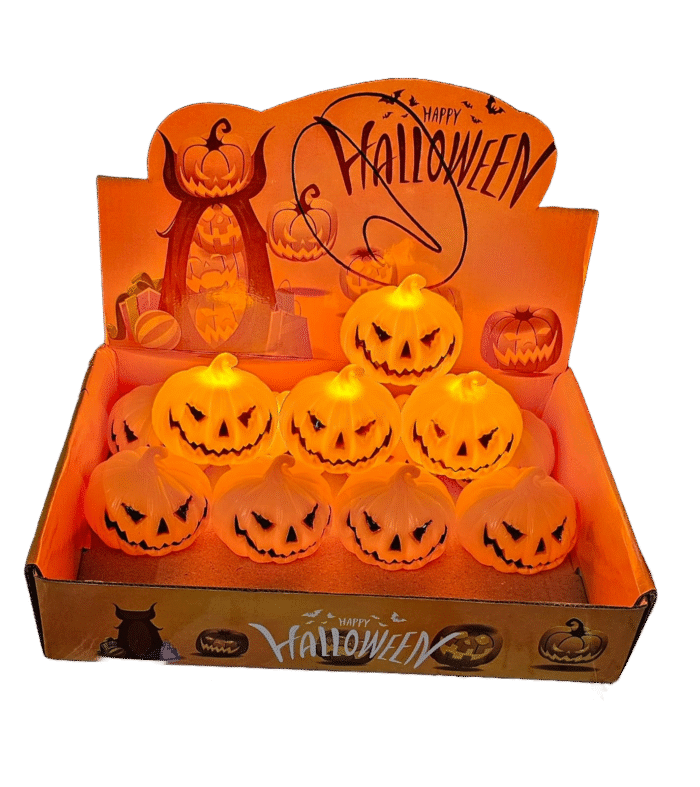 MPS My Party Suppliers Set of 2 Orange Halloween Pumpkin Bulbs, Scary Lamp for Haunted House, Horror Decoration for Garden, Lights - Image 1