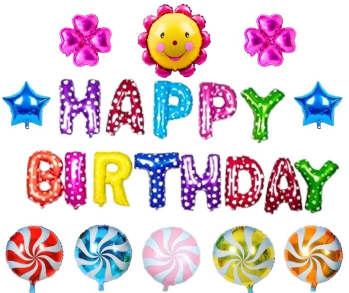 MPS MY PARTY SUPPLIERS®16" Happy Birthday Letter Foil Balloons, Happy Birthday foil Letter Balloons for Birthday Decorations, Happy Birthday 13 Letters Set Foil Balloons (23Pcs Multi) - Image 1