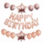 MPS MY PARTY SUPPLIERS®25Pcs Rose Gold Happy Birthday Balloons for Girls-13pcs Letters Balloons 2pcs Giant Star Foil Balloons 4pcs Confetti Balloons 6pcs Latex Balloons Birthday Party Decorations and Supplies Balloons - Image 2