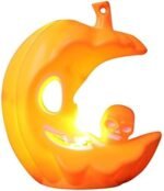 MPS My Party Suppliers Set of 2 Halloween Lamps, Halloween laltern, LED for Halloween Decoration, Halloween Hanging Decoration (Black-Orange Half Moon Light) - Image 2