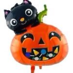 MPS MY PARTY SUPPLIERS® 1pc Smiling Pumpkin and Cat Halloween balloon Halloween theme foil balloons decorations Kids halloween party supplies