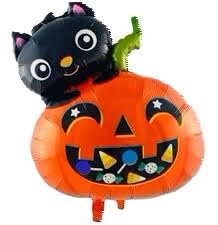 MPS MY PARTY SUPPLIERSĀ® 1pc Smiling Pumpkin and Cat Halloween balloon Halloween theme foil balloons decorations Kids halloween party supplies