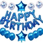 MPS MY PARTY SUPPLIERS®25Pcs Blue Happy Birthday Balloons for Men Boy-13pcs Letters Balloons 2pcs Giant Star Foil Balloons 4pcs Confetti Balloons 6pcs Latex Balloons Birthday Party Decorations and Supplies Balloons
