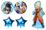 MPS My Party Suppliers Set of 5 Goku Dragon Ball Z Foil Balloons kit for Birthday Decoration, Superhero Theme Party Item, Balloons for kids Party With Blue Star, Anime Cartoon Foil Balloon - Image 2