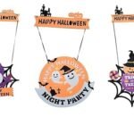 MPS My Party Suppliers 1 PCS Halloween Felt Hanging Sign Trick or Treat Pumpkin Felt Hanging Sign Witch Hat Signs for Halloween Home Wall Door Window Decorations Haunted House Decor (Random Design)