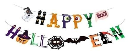 MPS MY PARTY SUPPLIERSĀ® 1pc Happy Halloween Letter Banner, Halloween Banner Garland, Decoration for Halloween, Halloween Paper Hanging, Halloween Hanging Decoration, Halloween Banner