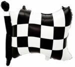 MPS MY PARTY SUPPLIERS® 1pc Black and white checkered flag foil balloon Racing theme balloons birthday decoration Checkered Racing Balloons
